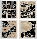 Swedish Dishcloths for Kitchen, Floral Boho Botanical Swedish DishCloths, Papaya Reusable Paper Towels Washable, 4 Pcs Dish Towels for Kitchen Party Home Housewarming Cleaning Cloths
