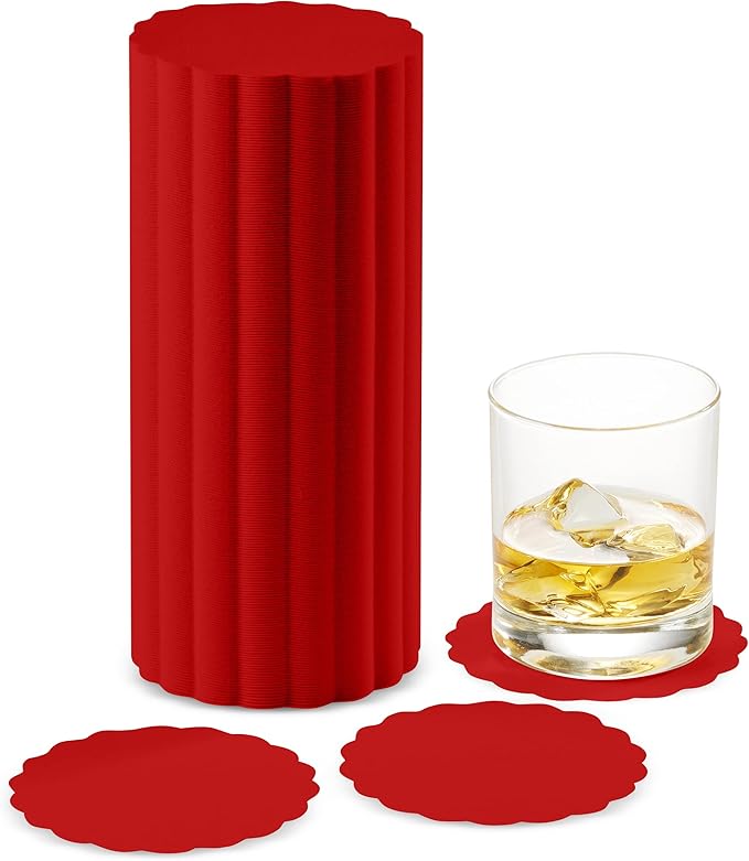 Disposable Red Paper Coasters for Drinks, 3.5 Inch Round Coasters for Bar, Cocktail, Beverage, Wine Or Event, 500 Pack Bulk