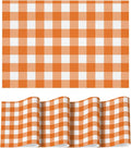 Artoid Mode Buffalo Plaid Vinyl Placemats Set of 4, 12x18 Inch Washable Non-Slip Heat Resistant Plastic Place Mats for Party Dining Table, Orange/White