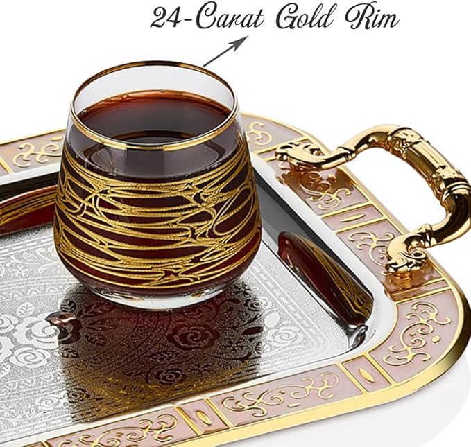 Gold Rim Cocktail Juice Water Wine Whiskey Drinking Glasses Set of 6 Glassware Rimmed Trim Crystal Cups Drinkware Drink Bar Fancy Party Wedding Decorative Style