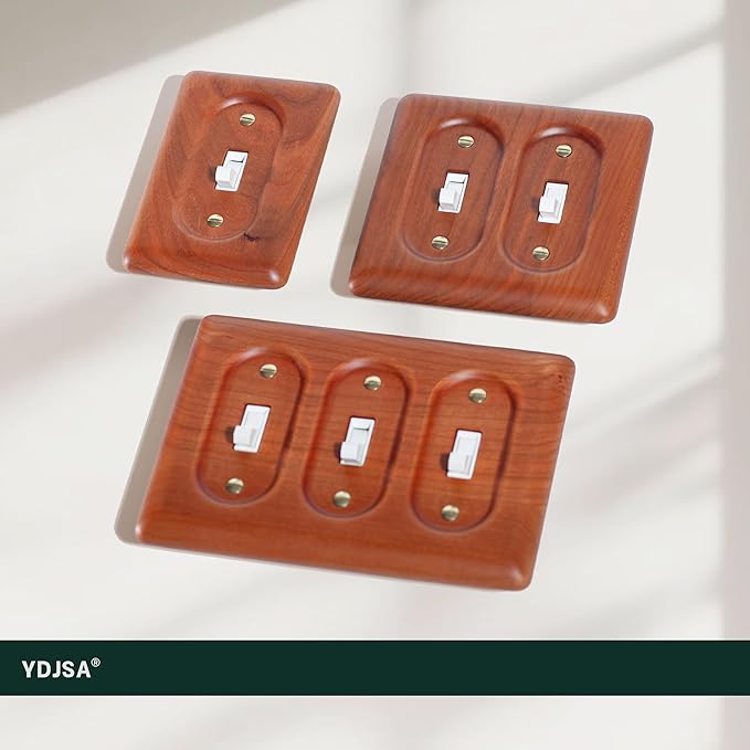 Wooden Light Switch Cover Plate Single Decorator Cherry Wood Decorative Switch Plates and Outlet Covers Premium Quality Light Switch Cover