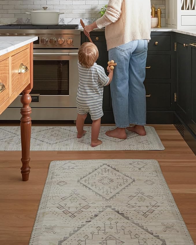 House of Noa Nama Standing Mat – Anti-Fatigue Cushioned Kitchen Mats for Floor | Ergonomic Bounce-Back Foam Kitchen Mats | Anti-Fatigue Mats for Kitchen & Standing | Ula Calico | 30" x 72"