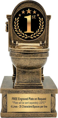 Decade Awards Action Pedestal Gold Toilet Bowl Trophy with Optional Inserts - Custom Engraved Plate On Request (7 Inch Tall)