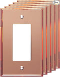 LIDER Reflective Acrylic Decorator Wall Plate, Mirrored Light Switch Plate, Plexiglass Outlet Cover, Acrylic Glass, Oversized 1-Gang 5.25" x 3.44", LWP-31O-ARG5P, Rose Gold, 5 Pack