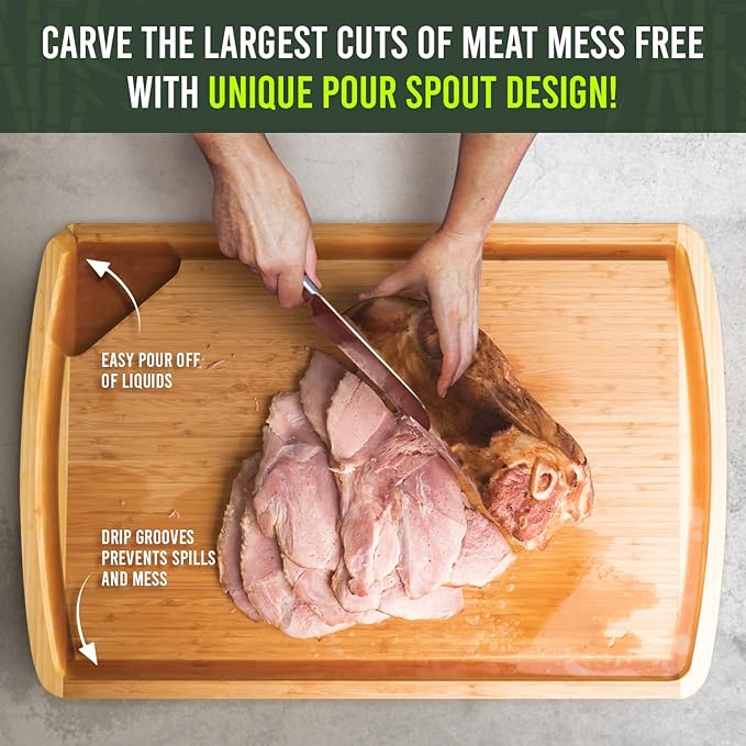 FSC® Certified 36 x 24 Inch Extra Large Bamboo Cutting Board with Lifetime Replacements – 4XL Butcher Block, Oversized Carving & Charcuterie Board, Stovetop Cover for Kitchen Counter Space