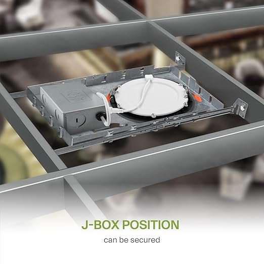 ASD New Construction Mounting Plate with Round Holes 8-10-12" - Adjustable LED Recessed Lighting Housing with Extendable Hanger Bars, Shallow Wafer Light Bracket, Mounting Kit with Notches, 6 Pack