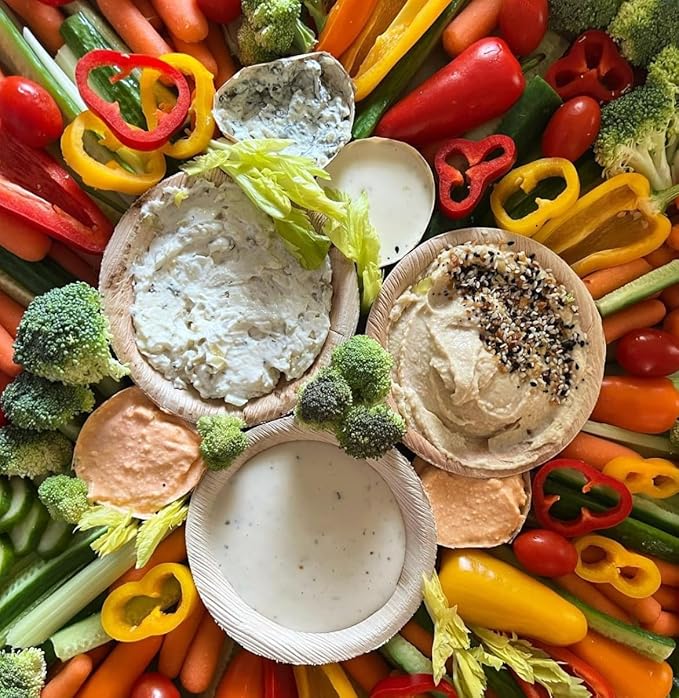 Charity Leaf Disposable Palm Leaf 2.5" Round Mini Bowl (100 pcs) Dipping Bowls | Bamboo Like| All Natural and Biodegradable | Charcuterie Boards, BBQs, and Parties