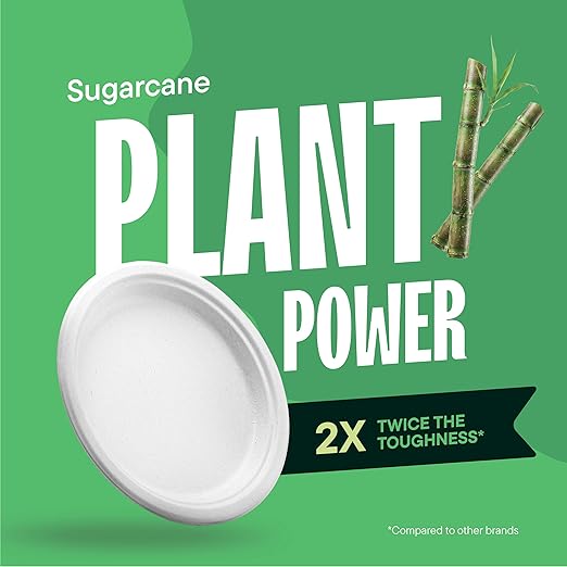 Stack Man 100% Compostable Small Paper Plates 7 Inch Heavy-Duty [125-Pack] Eco-Friendly White Bagasse Disposable Dessert Cake Plates - 7" Biodegradable Plate (BPI-Certified) (PFAS-Free)