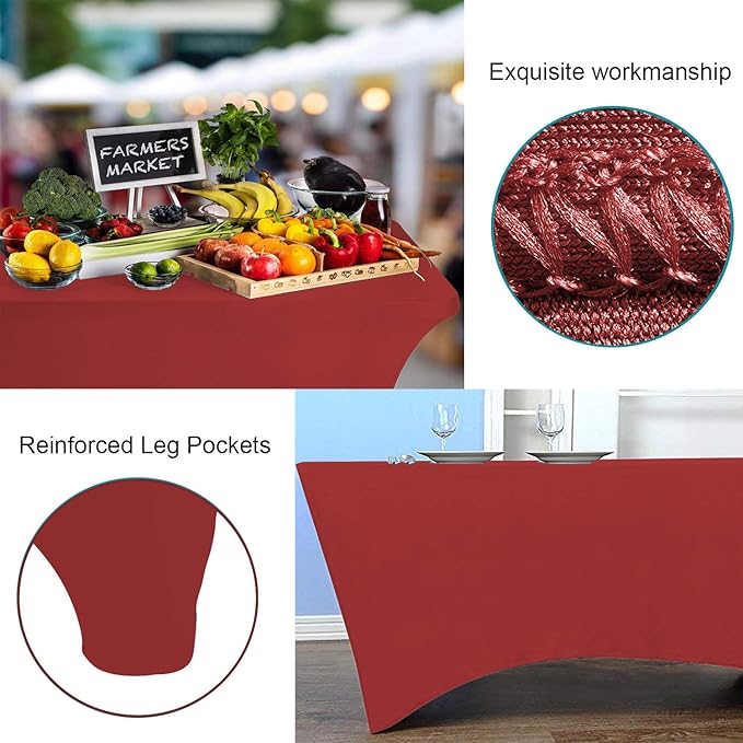 RELIANCER 1 Pack Stretch Spandex Table Covers for Rectangular Tables,8FT Elastic Fitted Tablecloth,Universal Rectangular Table Cloth Protector for Outdoor Party,Wedding,Bar,Birthday,Banquet,Events