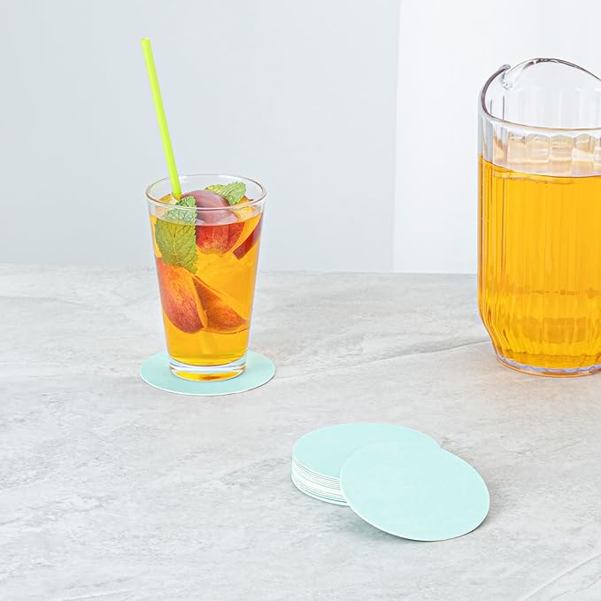 Restaurantware Paper Coasters 1000 Pack of 3.5 Inch Disposable Beverage Coasters Absorbent for Hot and Cold Drinks Turquoise Coffee Cup Essentials for Table Decor, Kitchen, Home or Living Room