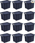 Sterilite 12-Pack Storage Bins with Lids, Heavy Duty Totes, Tuff1, 18 Gallon, Dark Indigo