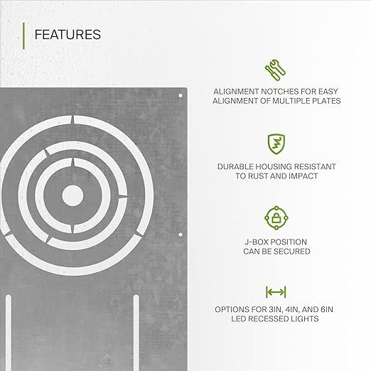 ASD 13 Inch New Construction Mounting Plate with Asymmetric Round Hole - 3/4/6 Inch Flat Steel Rough in Wafer Light Bracket, Shallow LED Recessed Lighting Housing, 6 Pack