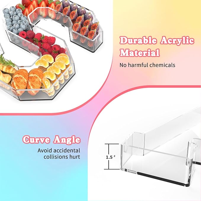 11" Acrylic Letter Charcuterie Tray, Charcuterie Letters Fillable Box for Food, Reusable Serving Cake Candy Dish Display Tray for Birthday Anniversary Party Decoration (Letter A)