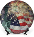 Ceramic Plates, American Flag Decorative Ceramic Plates, Fireworks 4th of July, 8 Inch, for Dining, Parties, Wedding, Multicolor