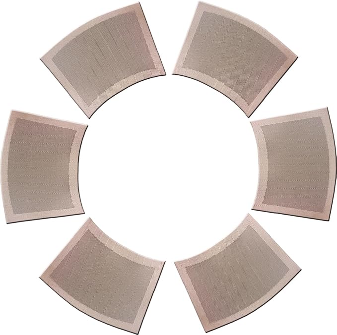 Wedge Placemats for Round Dinner Table Woven Vinyl Wipe Clean Non Slip Plastic Table Mats Set of 6（Champagne）