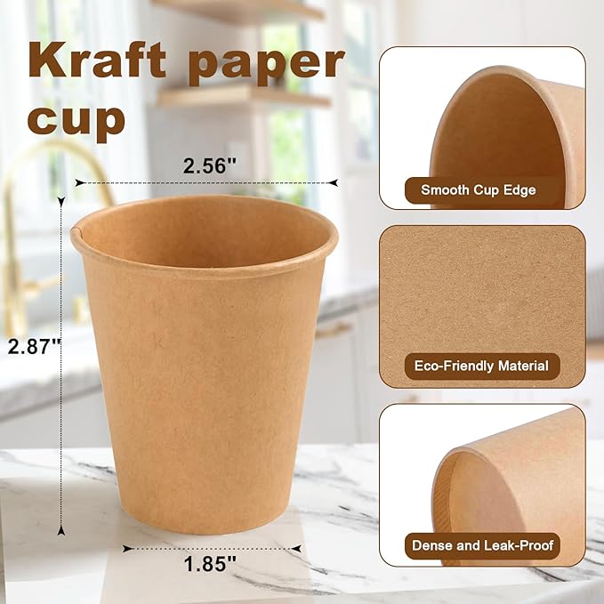 600 Pack 5 oz Kraft Paper Cups, Small Disposable Bathroom Cups, Mini Mouthwash Cups, Hot/Cold Drinking Cups for Bathroom, Parties, Picnics and Travel