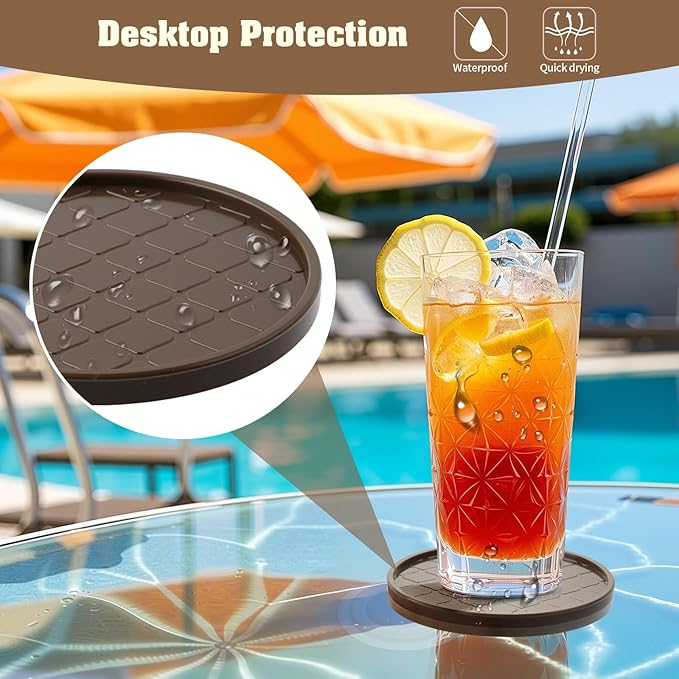 Coasters,Drink Coasters Set of 8 with Holder (Coffee, 12pcs)