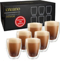 Creano Premium Double-Walled Drinking Glasses 12.5oz / 400 ml - Set of 6 - Professional Quality - 100% Dishwasher Safe
