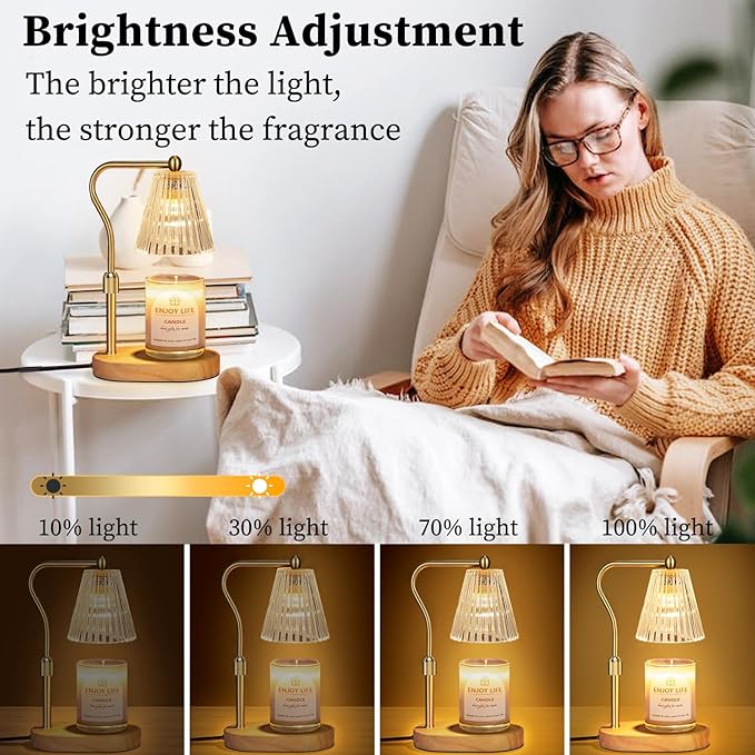 Candle Warmer Lamp with Timer Dimmer Adjustable Height for New Home Bedroom,Mothers Day Gifts,Vintage Home Decor for Scented Jar