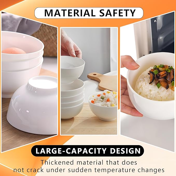 Soup Bowls, 22 oz White Ceramic Bowls, 6 Inch Cereal Bowl, Porcelain Bowl Set of 6 for Soup, Pasta, Salad, Fruit, Rice, Oatmeal, Dishwasher and Microwave Safe (Set of 6)