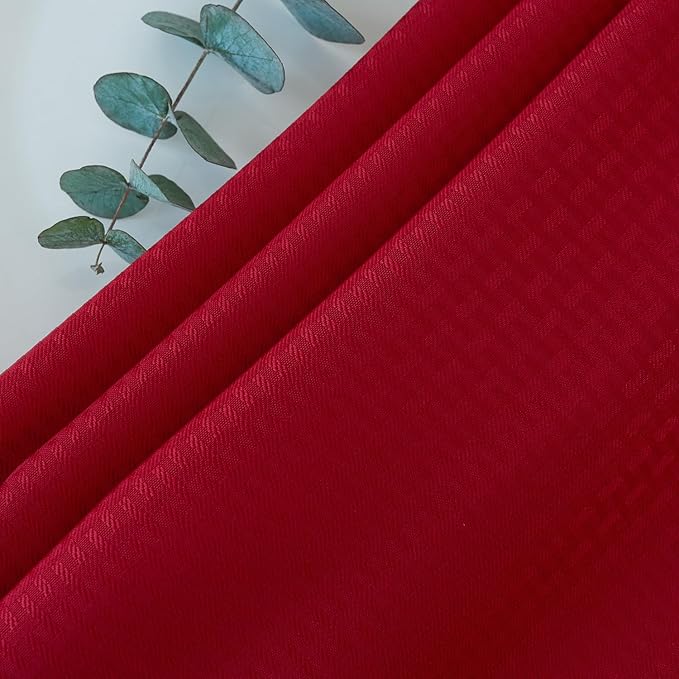 maxmill Rectangle Tablecloth Weaved Design Water Resistant Wrinkle Free Spill-Proof Soft Table Cloth for Dining Room Decoration, Banquet, Christmas Holiday Dinner, 60 x 84 Inch, Red