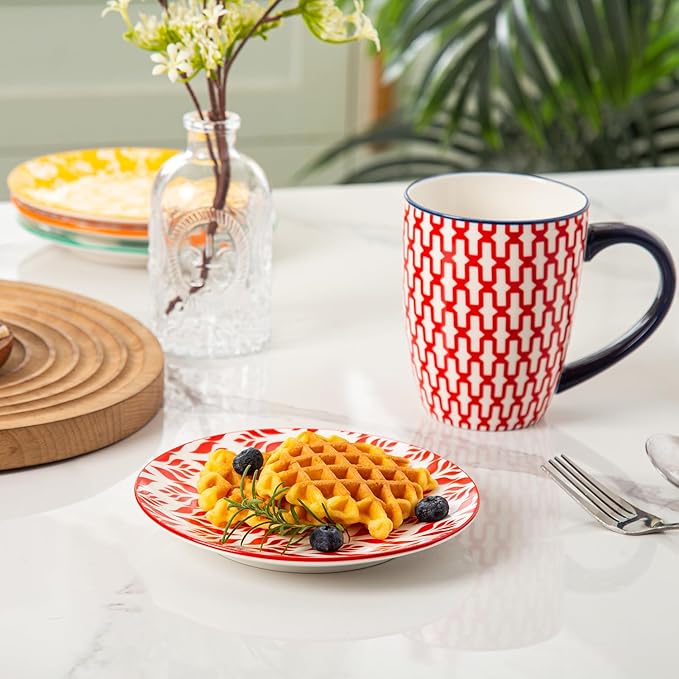 Ceramic Dessert Plates Set - Mini 6 Inch Appetizer Plates for Kitchen - Small Salad Plates for Cake Snacks, Side Dishes - Microwave Dishwasher Safe - Wedding Housewarming Gift - Assorted Colors