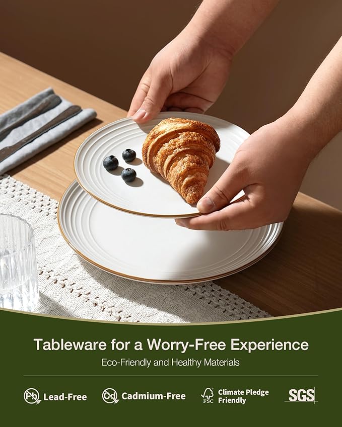 Famiware Jupiter Dinnerware Set, Plates and Bowls Dish Sets for 6 (18 Pieces), Microwave and Dishwasher Safe Stoneware Speckled Tableware, Chip and Scratch Resistant, White