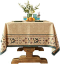 patdrea Designer French Small Rectangular Tablecloth,Beige Anti-Wrinkle Durable Floral Farmhouse Table Cloth,Decor Tables Covers for Kitchen Dining,Tea Party,Christmas,Thanksgiving,55"x71"-Fram