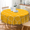 Laeacco 42 Inch Morocco Round Tablecloth Orange Geometric Lattice Modern Abstract Art Print Table Cloth Washable Waterproof Wrinkle Free Table Cover for Kitchen Dining Picnic Party Decoration