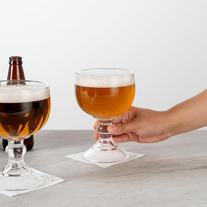 Restaurantware-Vetri 18 Ounce Schooner Beer Glasses, 6 Stemmed Shrimp Cocktail Glasses - No Lead, Dishwashable, Clear Glass Goblets, Suitable For Coronitas, Margaritas, Tequila, Or Whiskey Sour