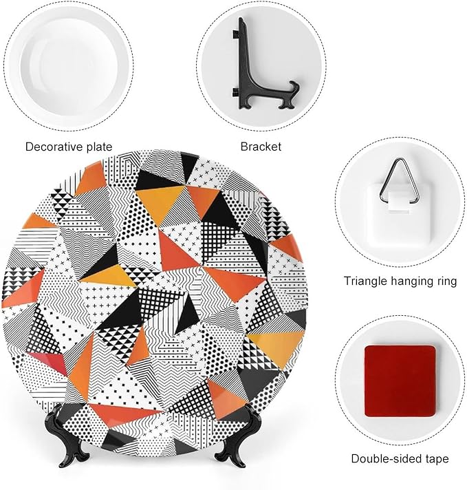 Ceramic Plates, Abstract Decor Decorative Ceramic Plates, Fashionable Polygonal Artwork Panes Craft Projects, 7 Inch, Household Plates Decorative, Multy