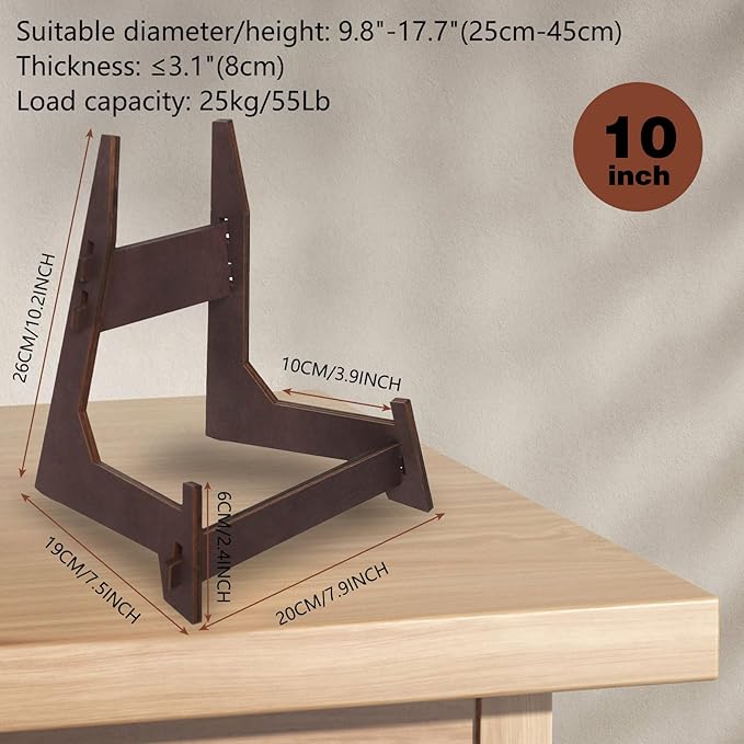 Plate Stands for Display,10 Inch wooden Plate Holder Display Stands,Frame holder stand for Book, Picture,plaque, Decorative Plate, Photo and Platter, Tabletop Art.(1 Pack )