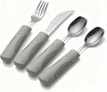 4-Piece Weighted Adaptive Utensils Set with Rocker Knife & Shovel Spoon - 3 oz Weighted Silverware for Hand Tremors, Parkinsons Utensils, Easy Grip Handles for Arthritis and Elderly (Grey)