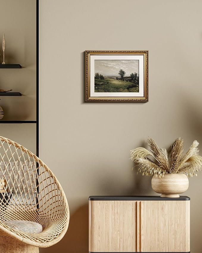 InSimSea Gold Picture Framed Wall Art, Living Room Bedroom Bathroom Vintage Wild Field Valley Canvas Print Wall Decor, Home Farmhouse Decor, Antique Paintings with Frames 13x16inch