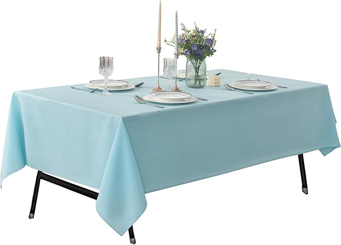 6-Pack 60x84 inch Dusty Blue Table Cloths, Solid Stain and Wrinkle Resistant Oblong Tablecloth, Premium Plain Weave Polyester Fabric Rectangle Table Linen Covers for Hotel, Banquet