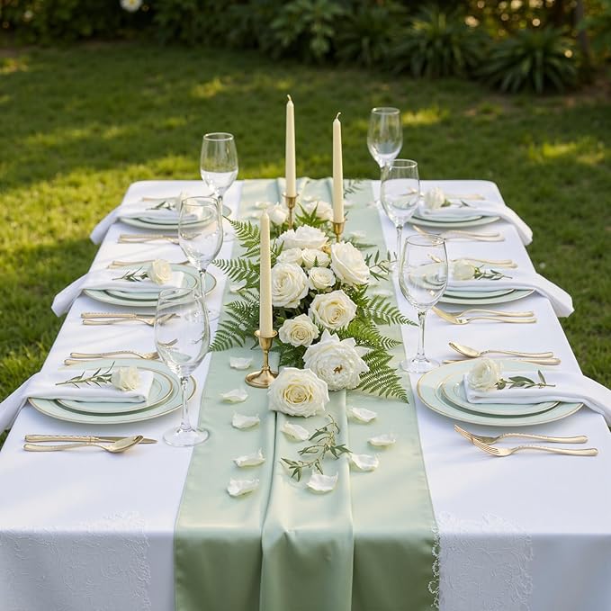 NOCCUR 200PCS Sage Green Plastic Plates for 100 Guests - Include 100PCS 10" Dinner/ 100PCS 7" Dessert Plastic Plates Heavy Duty - Ideal for Wedding&Party