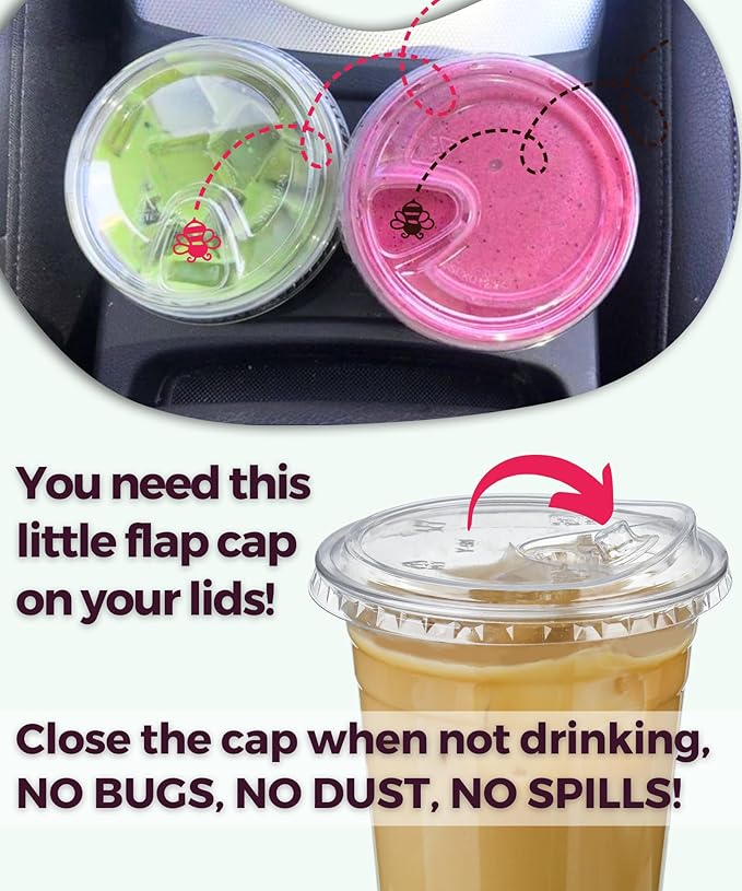 100 Pack 16 oz Clear Plastic Cups with Strawless-Sip-Lids, Disposable Cups Plastic Iced Coffee Cups, To Go Cups with Sip Through Lids for Smoothie, Milkshake, Cold Drinks for Party, Wedding, Event