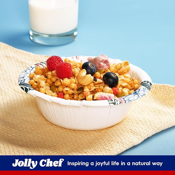 JOLLY CHEF 16 OZ Disposable Paper Bowls with Floral Print 156 Count Heavy-duty Bowls Bulk Perfect for Parties,Picnics,and Everyday Use