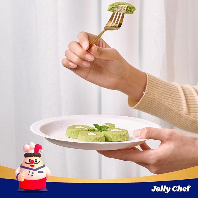 JOLLY CHEF 8.37 inch Disposable Paper Plates 140 Count, Heavy Duty Paper Plates for Everyday Use