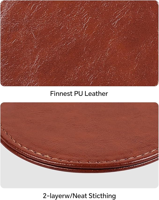 6 Pcs Premium Leather Coasters with Holder, Tabletop Protection, Coffee Table & Bar Decoration, Modern-Style Drink Coasters Suitable for Home Dining Tables & Kitchen Accessories (Brown)