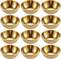 12 Pack Stainless Steel Sauce Dishes, Gold Mini Saucers Bowl Round Seasoning Dishes Sushi Dipping Bowl Appetizer Plates, 3.15inch