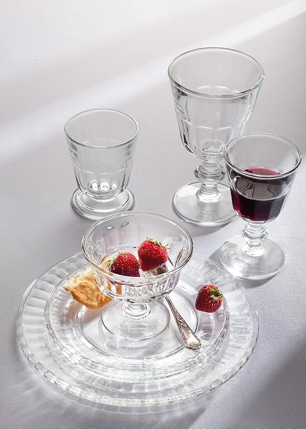 La Rochere Perigord Wine Glasses Set of 6 – Classic French Stemware Glasses with Faceted Ribbed Bowl – Pressed Glass Wine Cups for Elegant Entertaining (6.4 Oz)