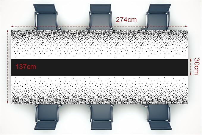 Oudain 3 Pcs White and Black Tablecloth for Parties Plastic Dot Tablecloths Printed Table Runner Waterproof Disposable Rectangle Table Cover for Christmas Birthday Wedding Party, 54" x 108"
