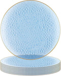 PARTY BARGAINS 13-Inch Charger Plates - 8 Pack, Hammered Blue Gold Rim, Heavy-Duty Disposable Chargers for Elegant Dining - Ideal for Weddings and Formal Events