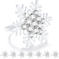 ZeeDix Set of 8 Christmas Snowflake Napkin Rings for Dinning Table Setting- White Rustic Dinner Tables Setting Decoration for Wedding Receptions, Christmas Holiday Party Dinner Parties