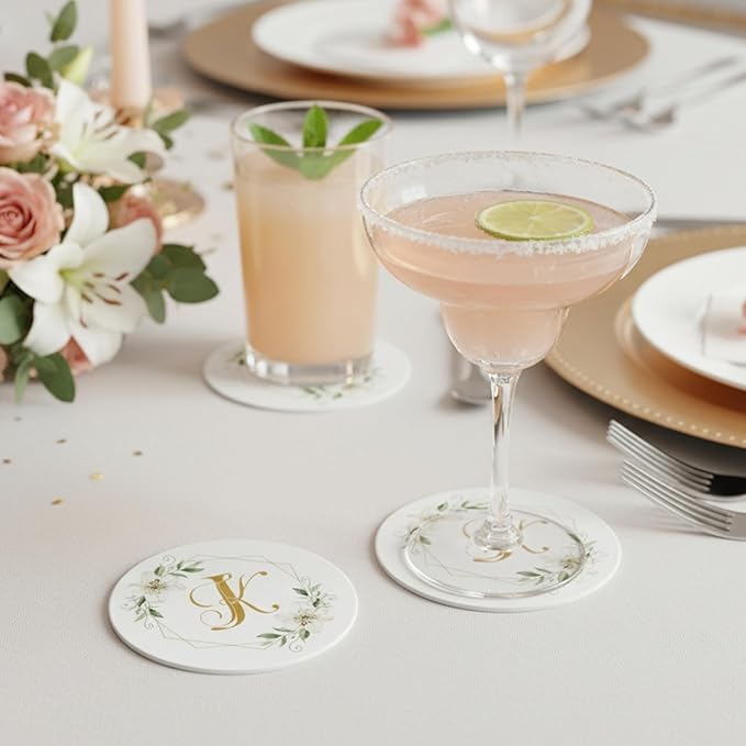 Custom Coasters – Personalized Wedding Coasters for Drinks with Logo or Photo – Reusable Customized Full Color Print Drink Coaster for Weddings, Parties & Events (25, 50, 100 Pack) – Queen of Cards
