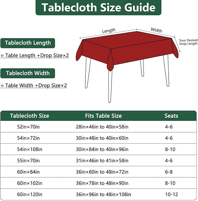 Winter Red Textured Fabric Tablecloth Rectangle Faux Linen Stain Resistant Table Cloth for 6 Foot Rectangular Table, Reusable for Dinig Party Holiday Decoration 60 x 84 Inch