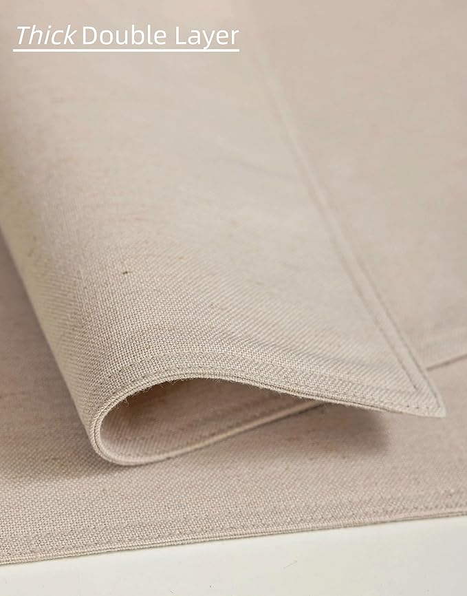 Linen Cloth Table Placemats Set of 4 Beige Dining Table Mats for Indoor Neutral Boho Kitchen Plate Place Mats Washable Water Repellent 12x18 Inch