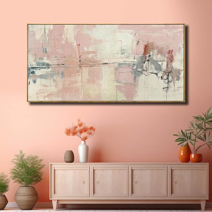 YJYart Pink Abstract Wall Art Room Decor for Teen Girls Modern Living Room Canvas Wall Art Bedroom Pictures Office Decoration for Wall 29x58in