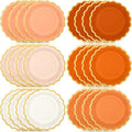 48 Pcs Beige-Orange Peach Paper Plates 9 Inch Gradient Scalloped Paper Disposable Dinner Dessert Plates for Birthday Wedding Bridal Party Supplies, 6 Colors